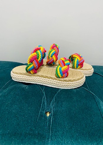 Renkli Bohem Kadın Platform Sandalet - Görsel 6