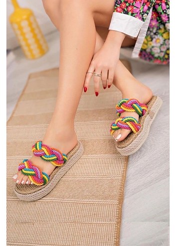 Renkli Bohem Kadın Platform Sandalet - Görsel 2