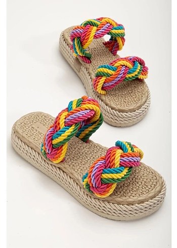 Renkli Bohem Kadın Platform Sandalet - Görsel 5