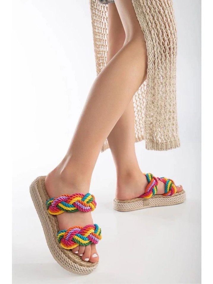Renkli Bohem Kadın Platform Sandalet - Görsel 3