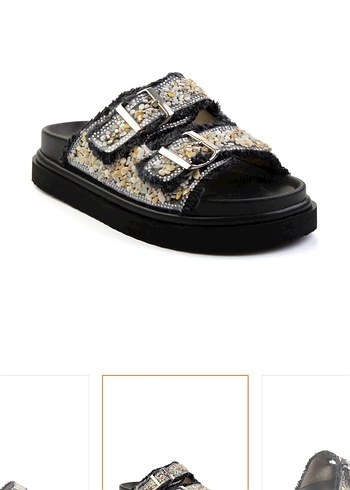 Siyah Yılan Desenli Tokalı Kadın Terlik - Görsel 4