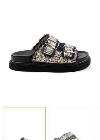 Siyah Yılan Desenli Tokalı Kadın Terlik - Görsel 3