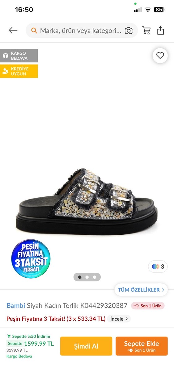 Siyah Yılan Desenli Tokalı Kadın Terlik - Görsel 2