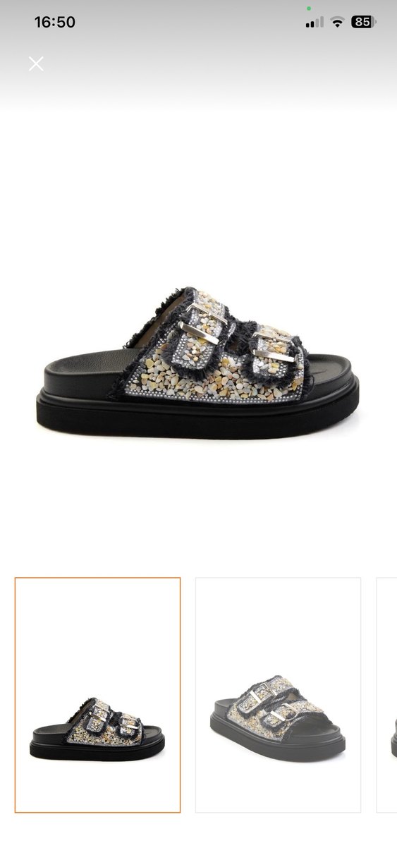 Siyah Yılan Desenli Tokalı Kadın Terlik - Görsel 3