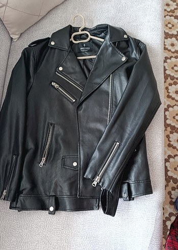 Siyah Deri Biker Ceket - Görsel 3