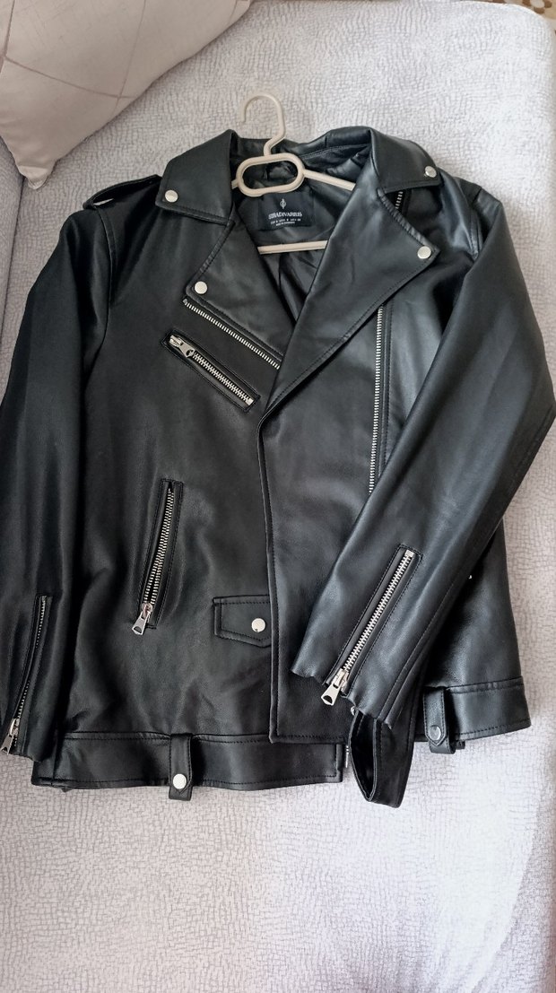 Siyah Deri Biker Ceket - Görsel 4