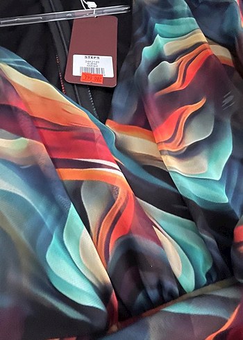 Kadın Çok Renkli Bağlama Desenli Elbise - Görsel 2