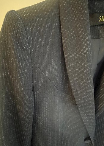 Kadın Gri Düğmeli Modern Klasik Blazer Ceket - Görsel 2