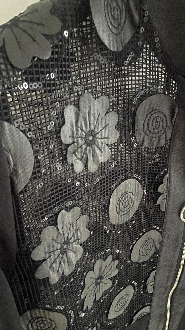 Nakışlı Siyah Midi Kadın Ceket - Görsel 2