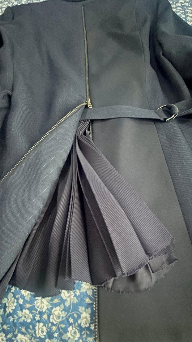 Kemerli Lacivert Kadın Denim Blazer - Görsel 3