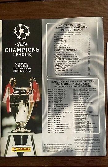 Panini Uefa Champions League 2001-2002