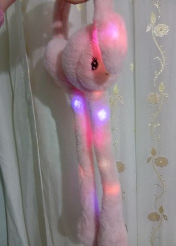 Işıklı Pembe Peluş Oyuncak Kulaklık - Görsel 4
