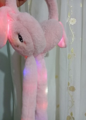 Işıklı Pembe Peluş Oyuncak Kulaklık - Görsel 3