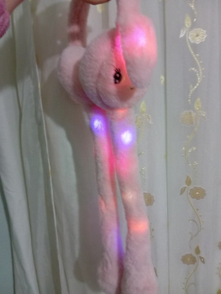 Işıklı Pembe Peluş Oyuncak Kulaklık - Görsel 4