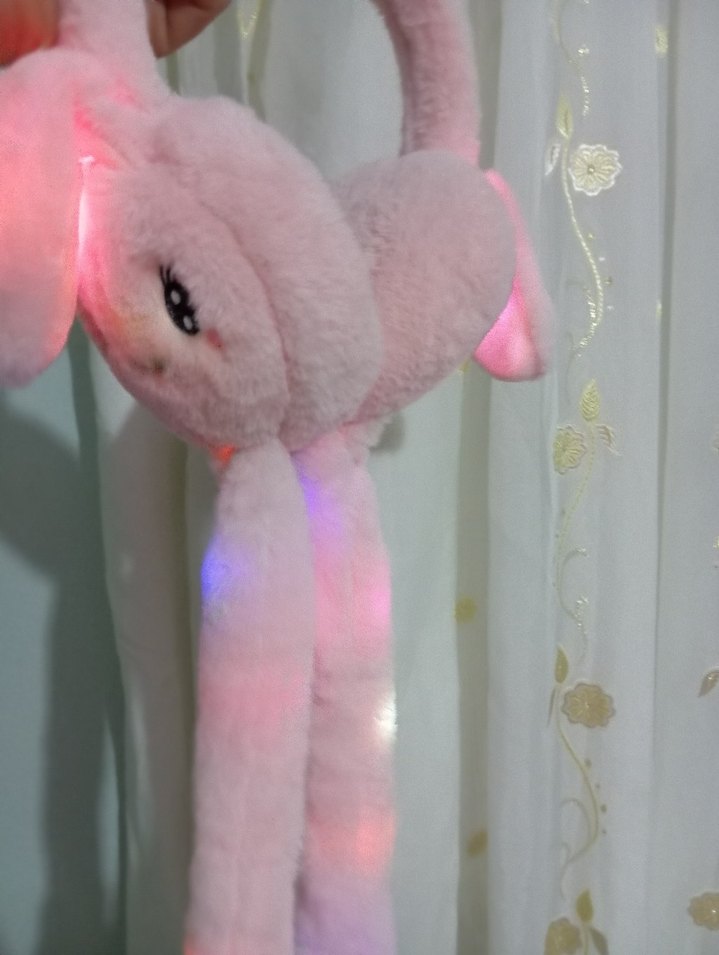 Işıklı Pembe Peluş Oyuncak Kulaklık - Görsel 3