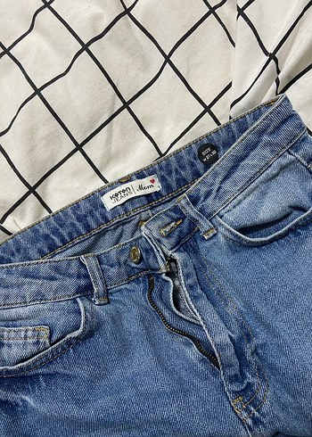 Gri Mavi Bağlama Desenli Rahat Kesim Kadın Jean - Görsel 3