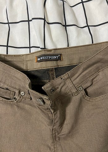 Kahverengi Keten Rahat Kesim Kadın Pantolon - Görsel 3