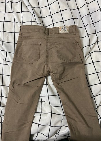 Kahverengi Keten Rahat Kesim Kadın Pantolon - Görsel 2