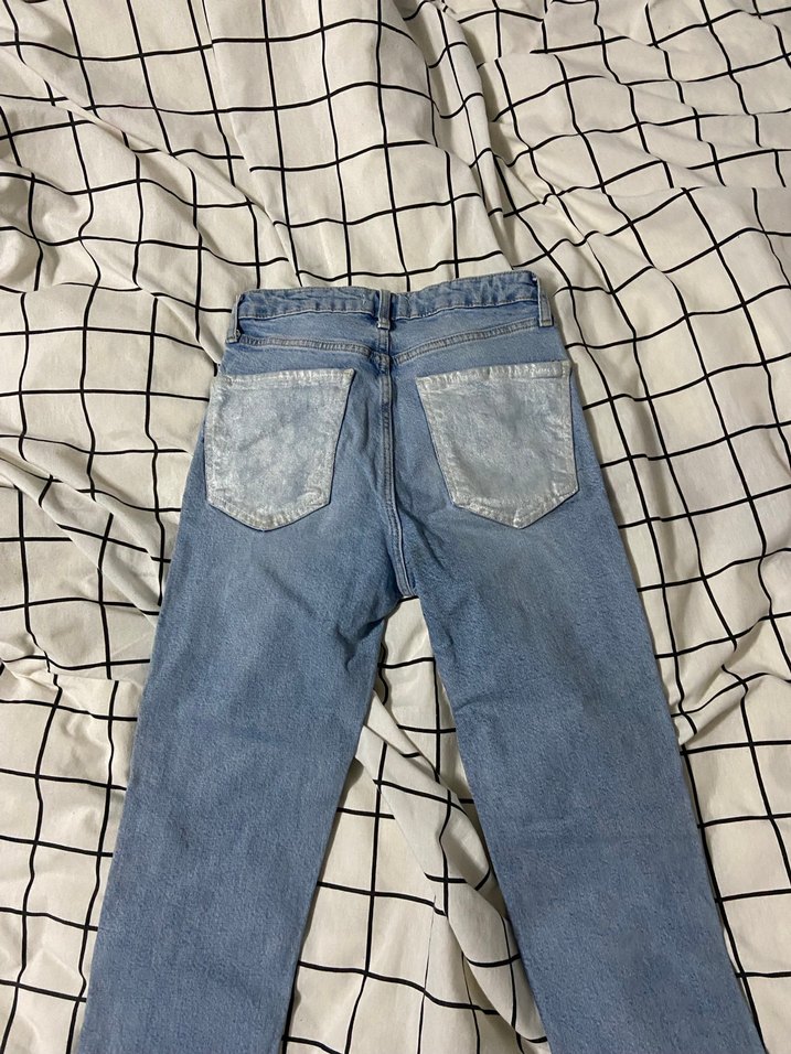 Kadın Mavi Batik Desenli Denim Jean - Görsel 2