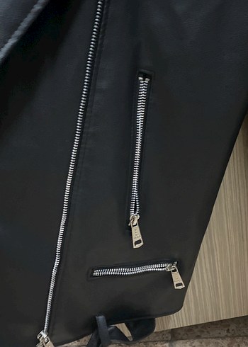 Siyah Deri Biker Ceket - Görsel 4