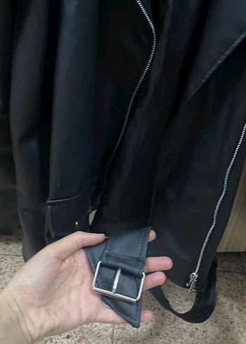 Siyah Deri Biker Ceket - Görsel 5