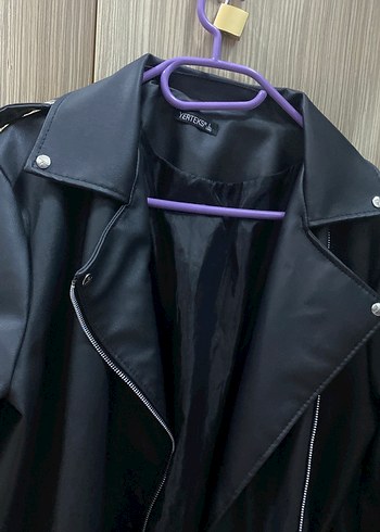 Siyah Deri Biker Ceket - Görsel 6