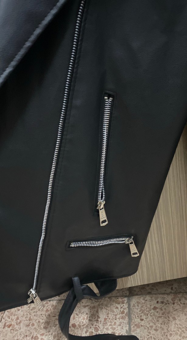 Siyah Deri Biker Ceket - Görsel 4