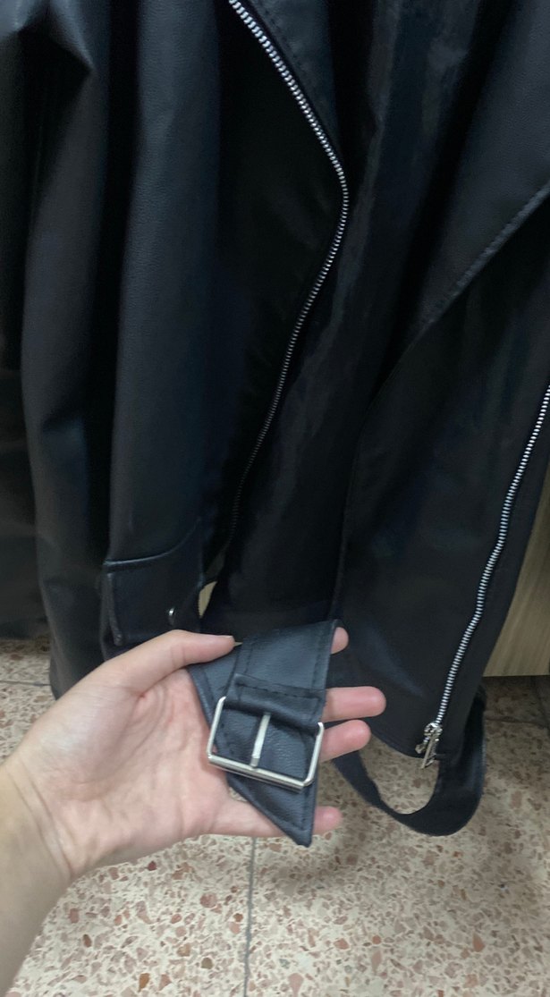 Siyah Deri Biker Ceket - Görsel 5