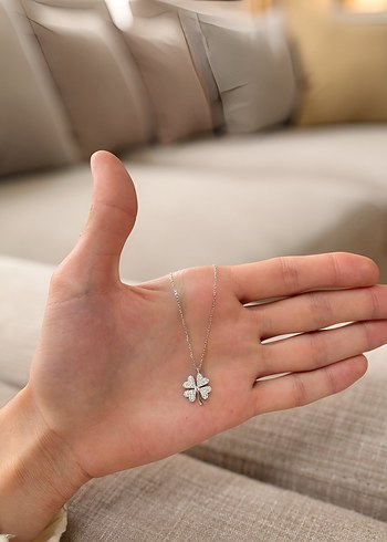 925 Ayar Gümüş Şans Yonca Kolye - Görsel 4