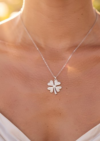 925 Ayar Gümüş Şans Yonca Kolye - Görsel 2