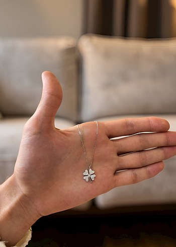 925 Ayar Gümüş Şans Yonca Kolye - Görsel 3