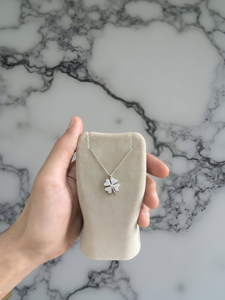 925 Ayar Gümüş Şans Yonca Kolye - Görsel 5