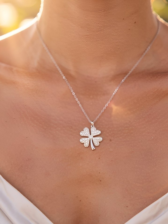 925 Ayar Gümüş Şans Yonca Kolye - Görsel 2