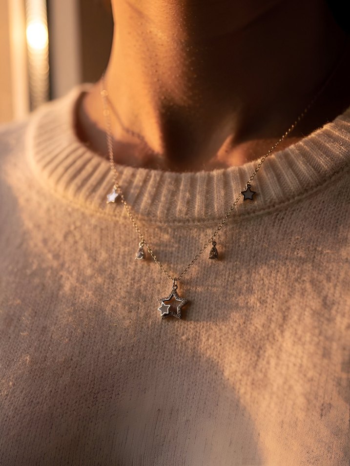 925 Ayar Gümüş Yıldız Şans Kolyesi - Görsel 2