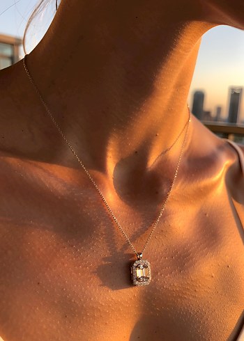 925 Ayar Gümüş Baget Kolye - Görsel 2