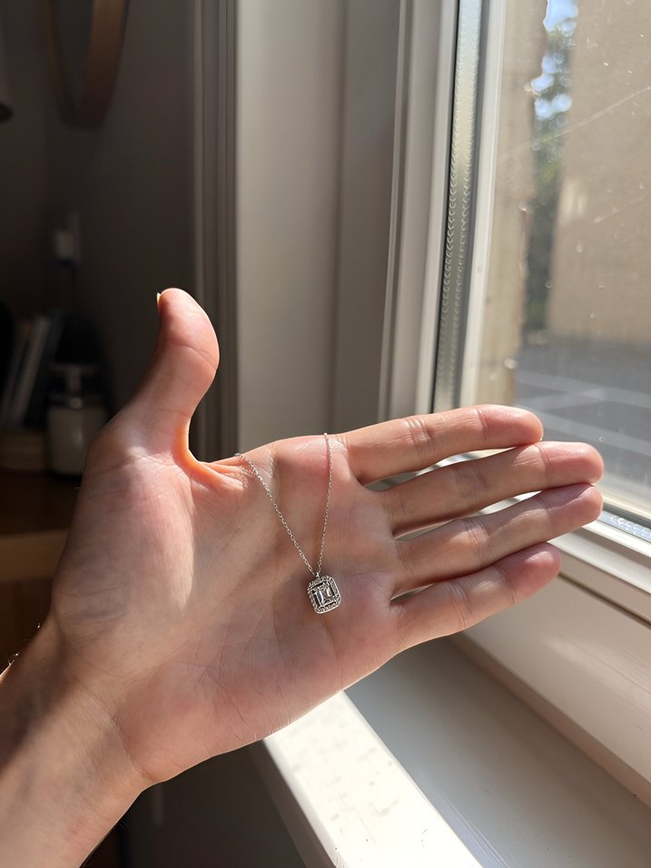 925 Ayar Gümüş Baget Kolye - Görsel 4