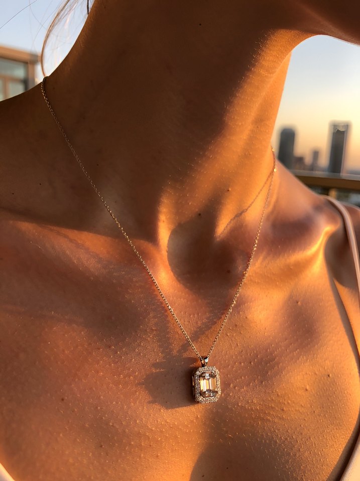 925 Ayar Gümüş Baget Kolye - Görsel 2