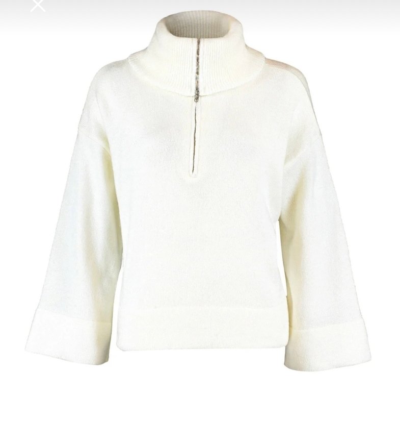 Beyaz Fermuarlı Yarım Balıkçı Yaka Kadın Kazak - Görsel 5