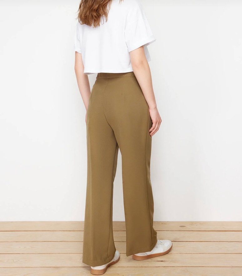 Bej Keten Mini Kumaş Pantolon - Görsel 4