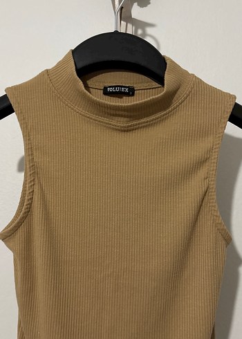 Bej Yarım Boğazlı Kolsuz Kadın Atlet - Görsel 2