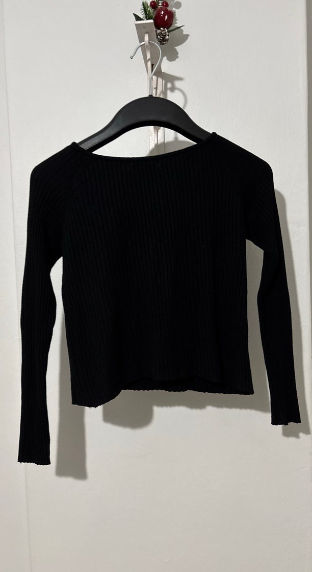 Kadın Siyah Pilili Uzun Kollu Triko - Görsel 2