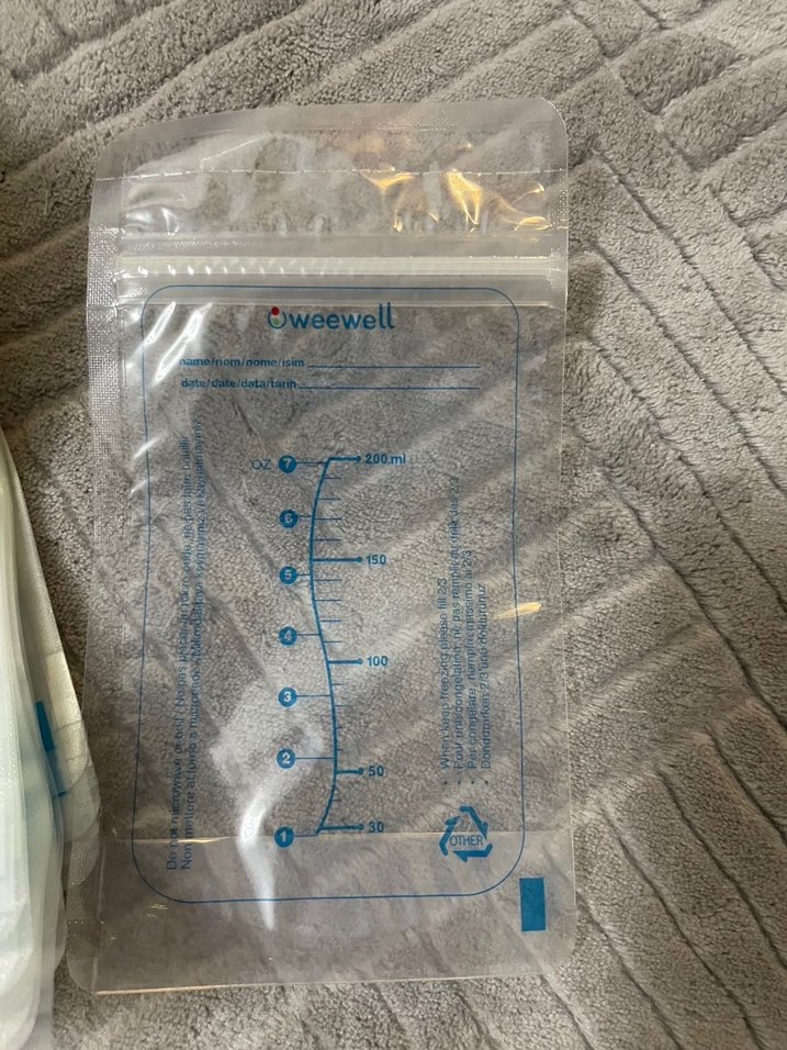 Mavi Baskılı Gri Süt Saklama Poşetleri - Görsel 2