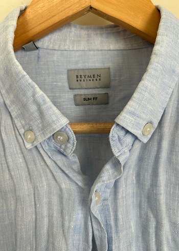 Beymen Business Erkek Mavi Keten Uzun Kollu Gömlek - Görsel 3