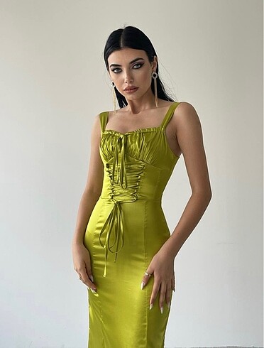 xs Beden Yağ yeşili elbise