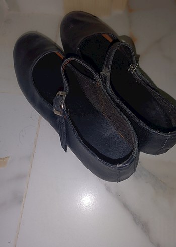 Deri Siyah Kadın Topuklu Babet 38 numara - Görsel 2