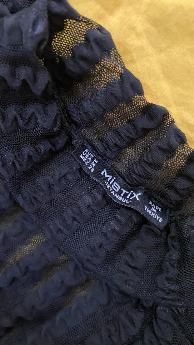 Uzun Kollu Pilili Siyah Gotik Bluz - Görsel 3