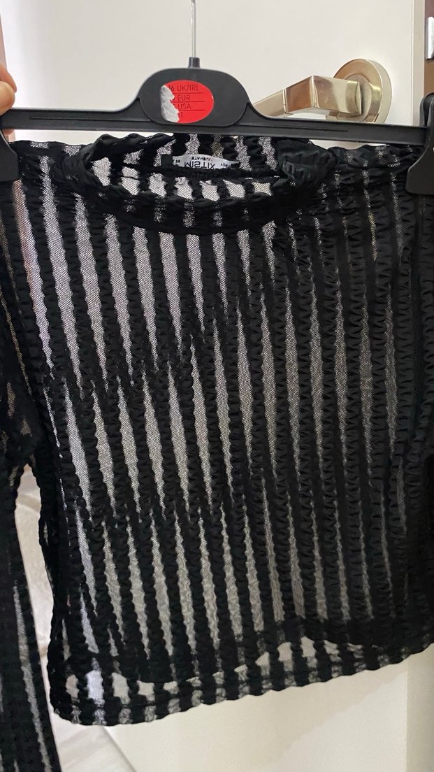 Uzun Kollu Pilili Siyah Gotik Bluz - Görsel 4