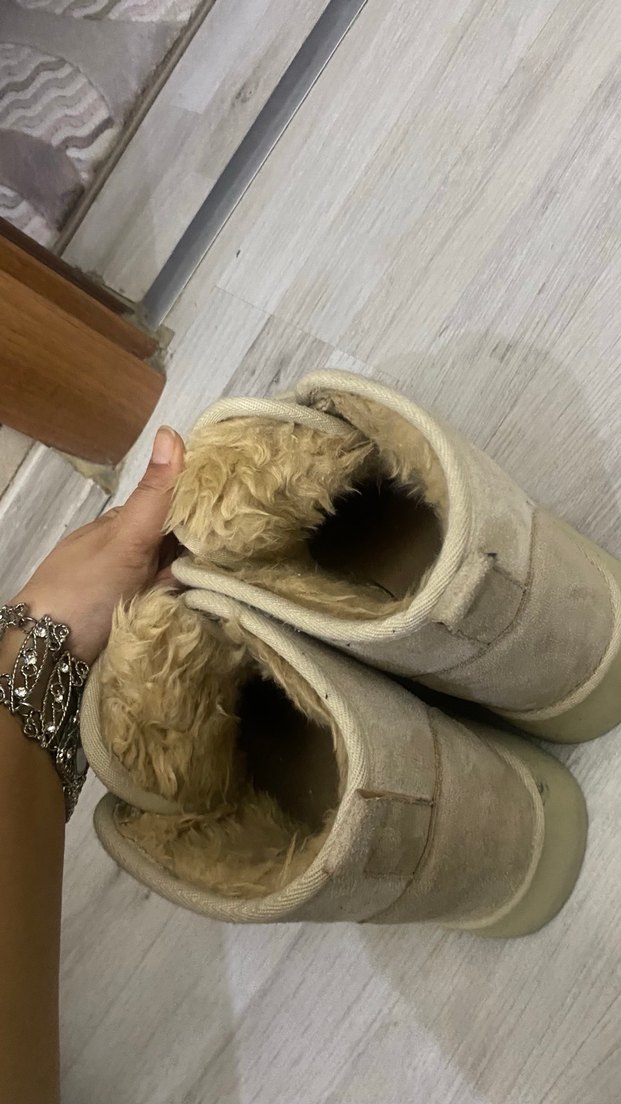 Beyaz Süet Kürklü Kadın ugg bot 37 numara - Görsel 3