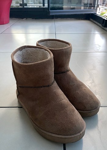 Defacto Kahverengi Kadın Süet Kürklü bot - Görsel 2