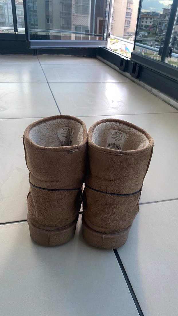 Defacto Kahverengi Kadın Süet Kürklü bot - Görsel 3